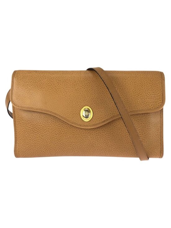 Christian Dior Handbags - Dior Vintage CD Logo Brown Camel Gold Leather Shoulder Bag